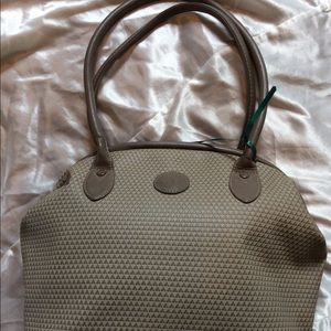 Liz Claiborne Taupe & Tan Signature Dome Satchel.